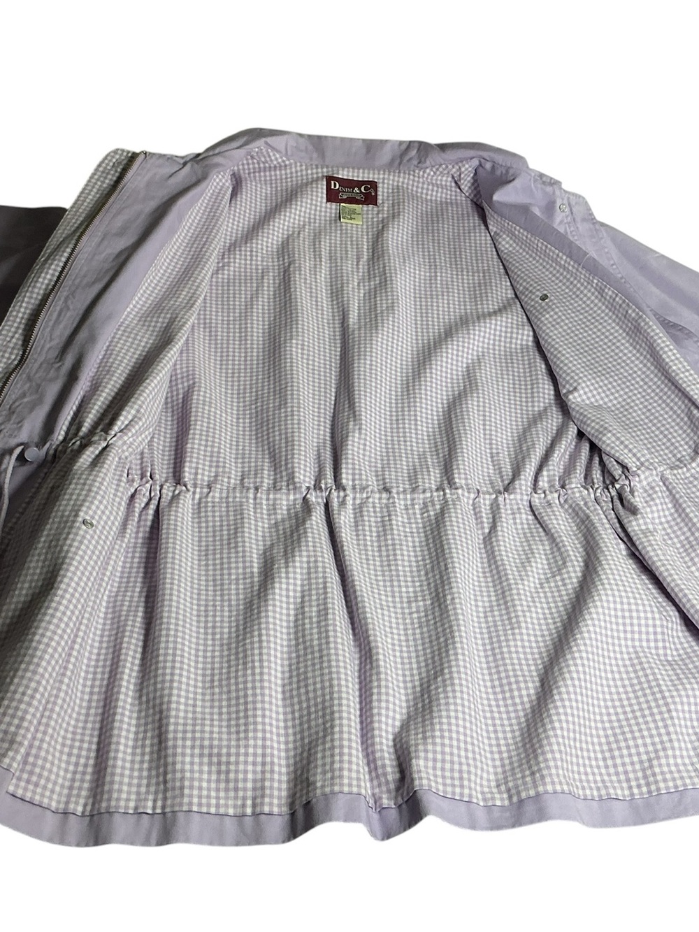 Denim & Co Barn Jacket Womens Large Lavender Purple Gingham Chore Coat NWOT - Picture 7 of 14